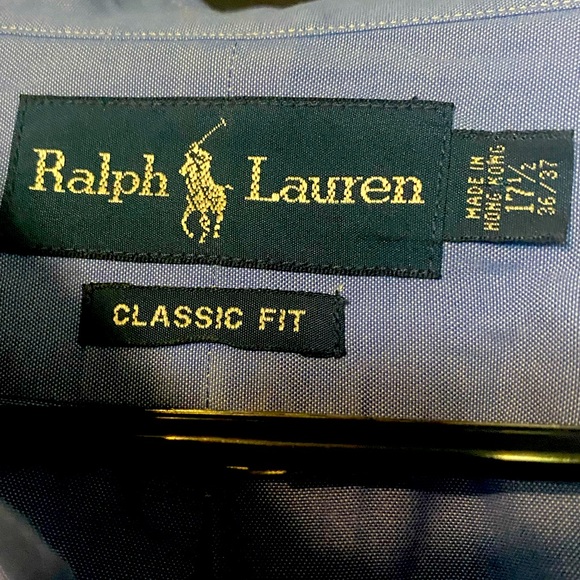 Polo by Ralph Lauren Blue Men’s Dress Shirt Neck 17.5 Arm 36-37 - Picture 3 of 5